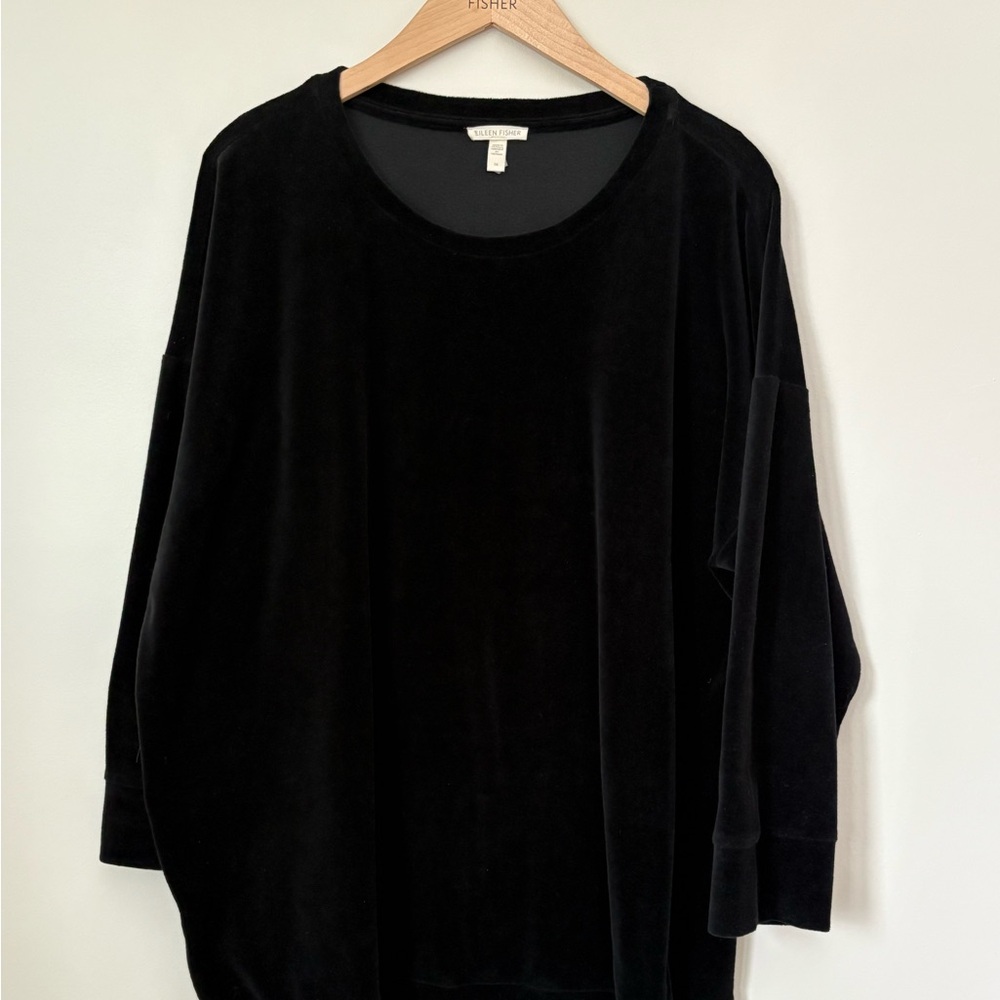 EILEEN FISHER VELOUR CREW NECK TUNIC TOP - Picture 5 of 7